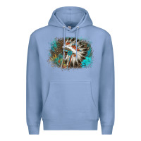 Colony Blue indian headress sunflower leopard Premium Hoodie - AdoDesignShop