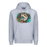 Heather Grey indian headress sunflower leopard Premium Hoodie - AdoDesignShop