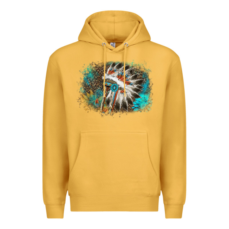 Indian Headress Sunflower Leopard Premium Hoodie by AdoDesignShop | Teevron