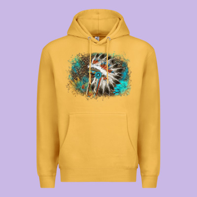 Indian Headress Sunflower Leopard Premium Hoodie Designed By Adodesignshop