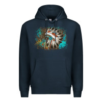 Navy indian headress sunflower leopard Premium Hoodie - AdoDesignShop