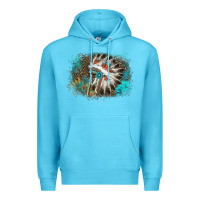 Ocean Blue indian headress sunflower leopard Premium Hoodie - AdoDesignShop