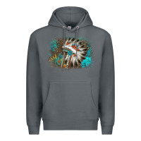 Rock indian headress sunflower leopard Premium Hoodie - AdoDesignShop