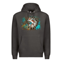 Smoke indian headress sunflower leopard Premium Hoodie - AdoDesignShop