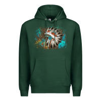 Sports Green indian headress sunflower leopard Premium Hoodie - AdoDesignShop