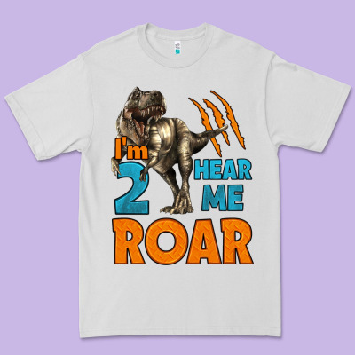 I'm Two Hear Me Roar Dinosaur Birthday Premium Tee Designed By Lillyallendesigns