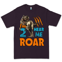 Plum i'm two hear me roar dinosaur birthday Premium Tee - LillyAllenDesigns