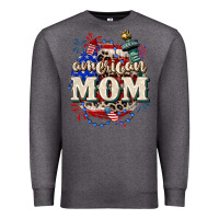 Charcoal Heather American Mom 4th of July Premium Sweatshirt - CowGirlArtShop