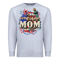 Heather Grey American Mom 4th of July Premium Sweatshirt - CowGirlArtShop