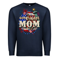 Navy American Mom 4th of July Premium Sweatshirt - CowGirlArtShop