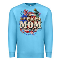 Ocean Blue American Mom 4th of July Premium Sweatshirt - CowGirlArtShop