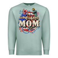Seafoam American Mom 4th of July Premium Sweatshirt - CowGirlArtShop
