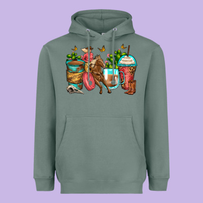 Cowgirl Coffee Cups Heavyweight Hoodie Designed By Zillion Design Studio