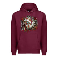 Burgundy İndian Headress Cowhide Premium Hoodie - AdoDesignShop