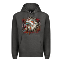 Charcoal Heather İndian Headress Cowhide Premium Hoodie - AdoDesignShop