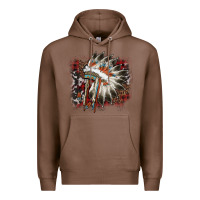 Chestnut İndian Headress Cowhide Premium Hoodie - AdoDesignShop