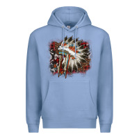 Colony Blue İndian Headress Cowhide Premium Hoodie - AdoDesignShop