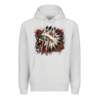 Dove Grey İndian Headress Cowhide Premium Hoodie - AdoDesignShop