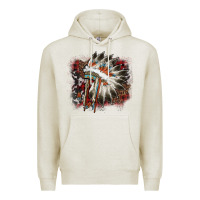 Oatmeal Heather İndian Headress Cowhide Premium Hoodie - AdoDesignShop