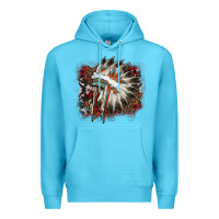 Ocean Blue İndian Headress Cowhide Premium Hoodie - AdoDesignShop