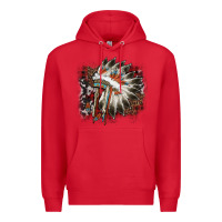 Red İndian Headress Cowhide Premium Hoodie - AdoDesignShop
