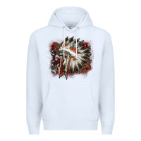White İndian Headress Cowhide Premium Hoodie - AdoDesignShop