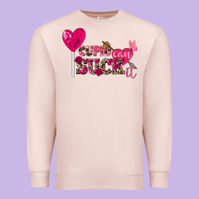 Cupid Can Suck It Valentine's Day Premium Sweatshirt Designed By Fadigitalartstudio