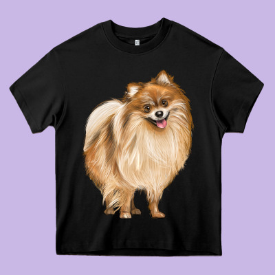 Pomeranian Dog Illustrations Heavy Core Tee Designed By Lillyallendesigns