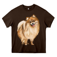 Chocolate Brown Pomeranian Dog Illustrations Heavy Core Tee - LillyAllenDesigns