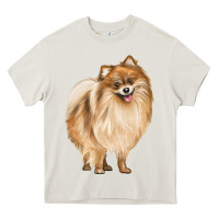 Cream Pomeranian Dog Illustrations Heavy Core Tee - LillyAllenDesigns