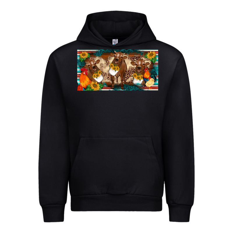 Western Cow Cockerel Chick  Serape Leopard Sunflowers License Plate Te Urban Hoodie by BarkalooDesign | Teevron