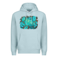 Blue Mist turquoise leopard background Premium Hoodie - AdoDesignShop