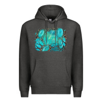 Charcoal Heather turquoise leopard background Premium Hoodie - AdoDesignShop