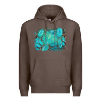Coffee turquoise leopard background Premium Hoodie - AdoDesignShop