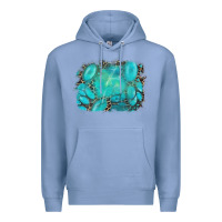 Colony Blue turquoise leopard background Premium Hoodie - AdoDesignShop