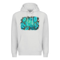 Dove Grey turquoise leopard background Premium Hoodie - AdoDesignShop