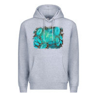 Heather Grey turquoise leopard background Premium Hoodie - AdoDesignShop