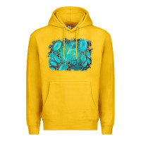 Lemon turquoise leopard background Premium Hoodie - AdoDesignShop