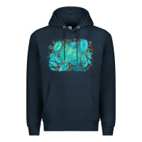 Navy turquoise leopard background Premium Hoodie - AdoDesignShop
