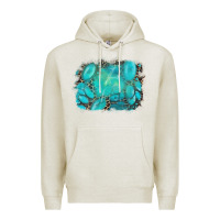 Oatmeal Heather turquoise leopard background Premium Hoodie - AdoDesignShop