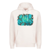 Pale Pink turquoise leopard background Premium Hoodie - AdoDesignShop