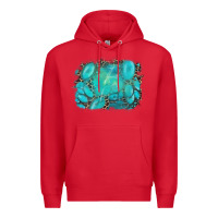 Red turquoise leopard background Premium Hoodie - AdoDesignShop