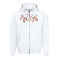 White ballerina ballet shoes Zipper Hoodie - MaliasSmallBusiness