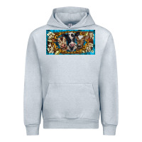 Heather Grey western cow turquoise’s white flowers license plate template Urban Hoodie - BarkalooDesign