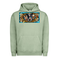 Pigment Oil Green western cow turquoise’s white flowers license plate template Urban Hoodie - BarkalooDesign