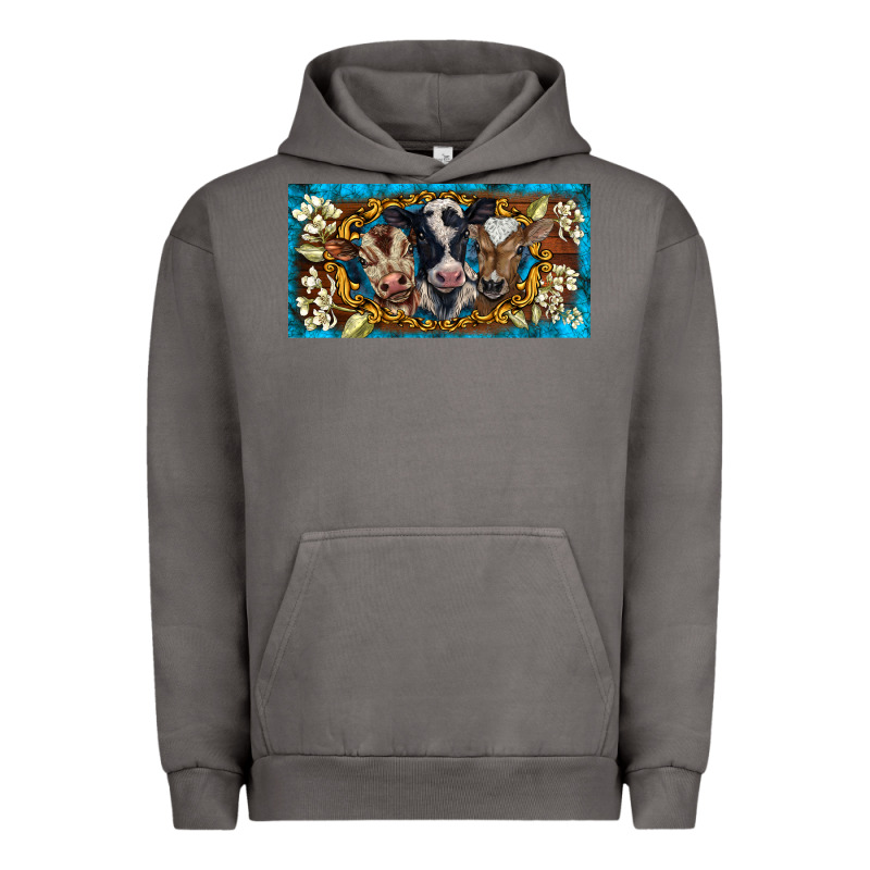 Western Cow Turquoise’s White Flowers License Plate Template Urban Hoodie by BarkalooDesign | Teevron
