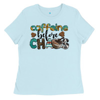 Baby Blue western caffeine before chaos Ladies Tee - BarkalooDesign