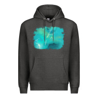 Charcoal Heather turquoise background Premium Hoodie - AdoDesignShop