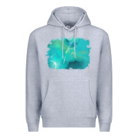 Heather Grey turquoise background Premium Hoodie - AdoDesignShop