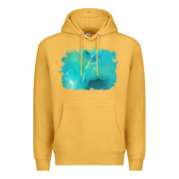 Mustard turquoise background Premium Hoodie - AdoDesignShop